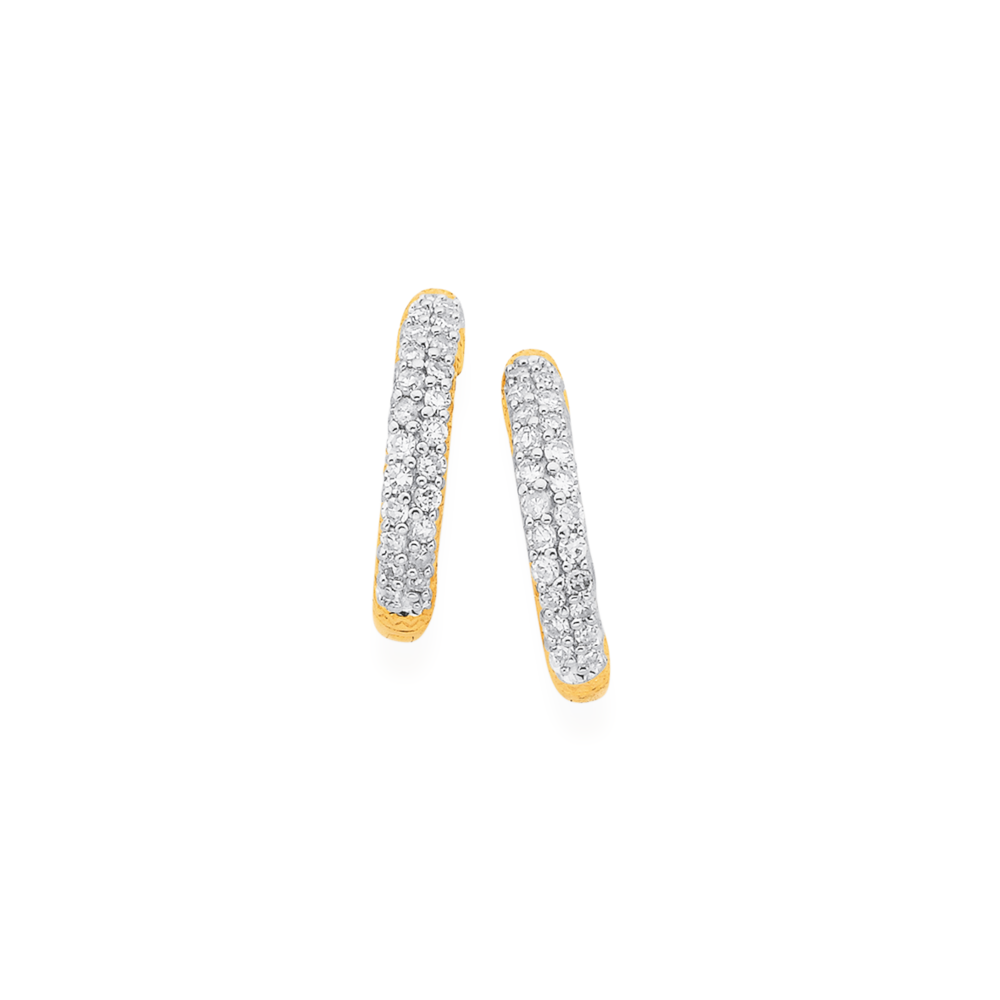 9ct gold diamond on sale huggie earrings