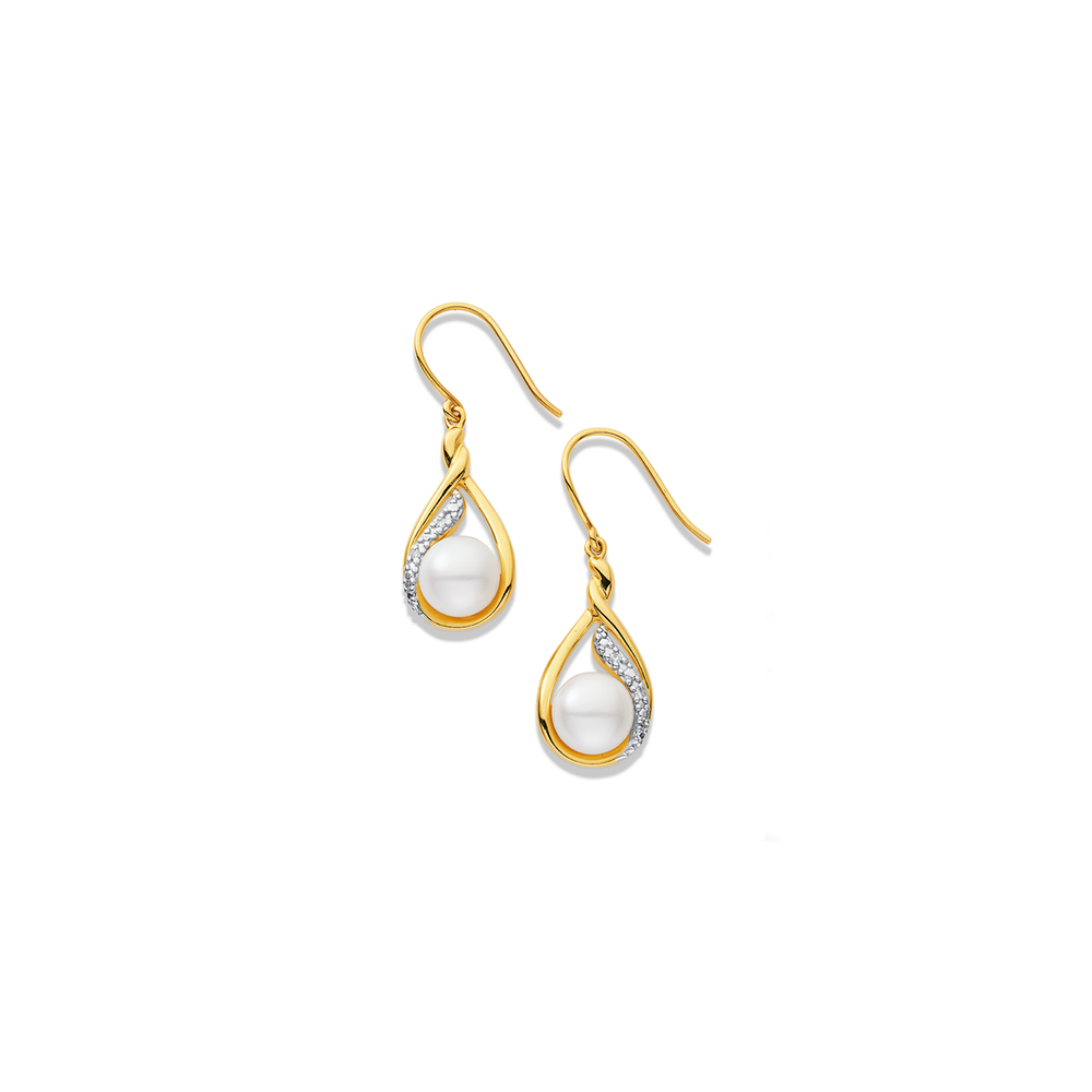 14K White Gold Freshwater Pearl and Diamond Earrings | Minor Jewelry Inc. |  Nashville, TN