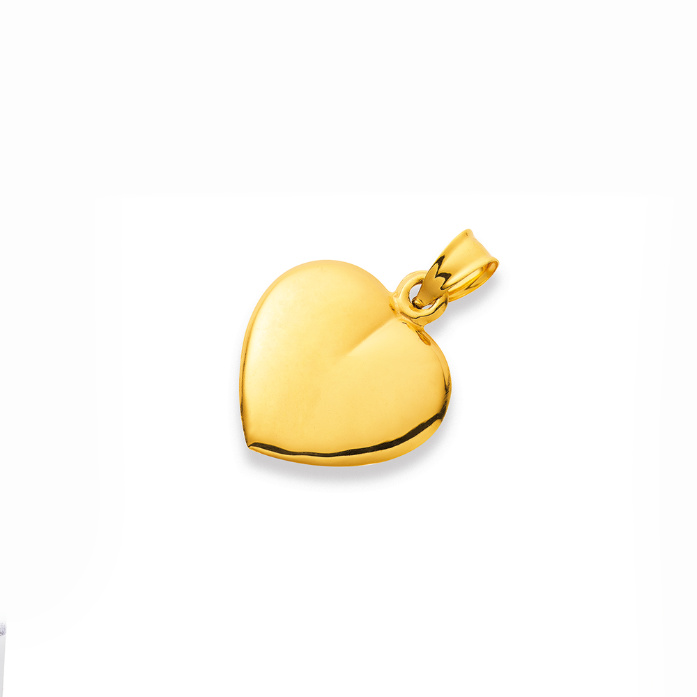 9ct Yellow Gold Puffed Heart & Chain Necklace - Aleks Jewellers