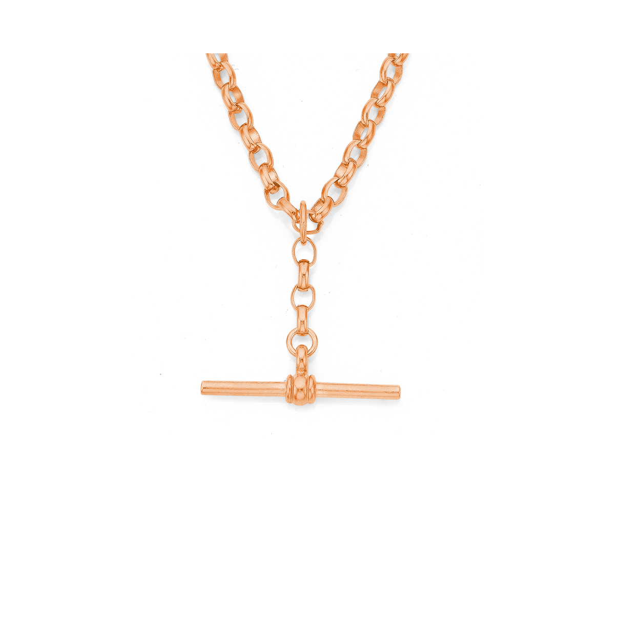 9ct Rose Gold 50cm Belcher Chain with T-Bar Fob | Necklaces | Stewart