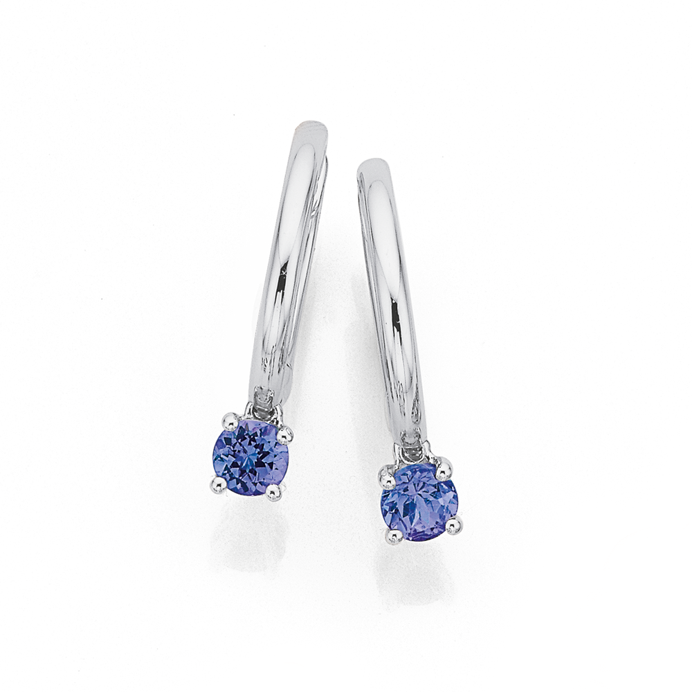 14k White Gold Tanzanite Stud Earrings