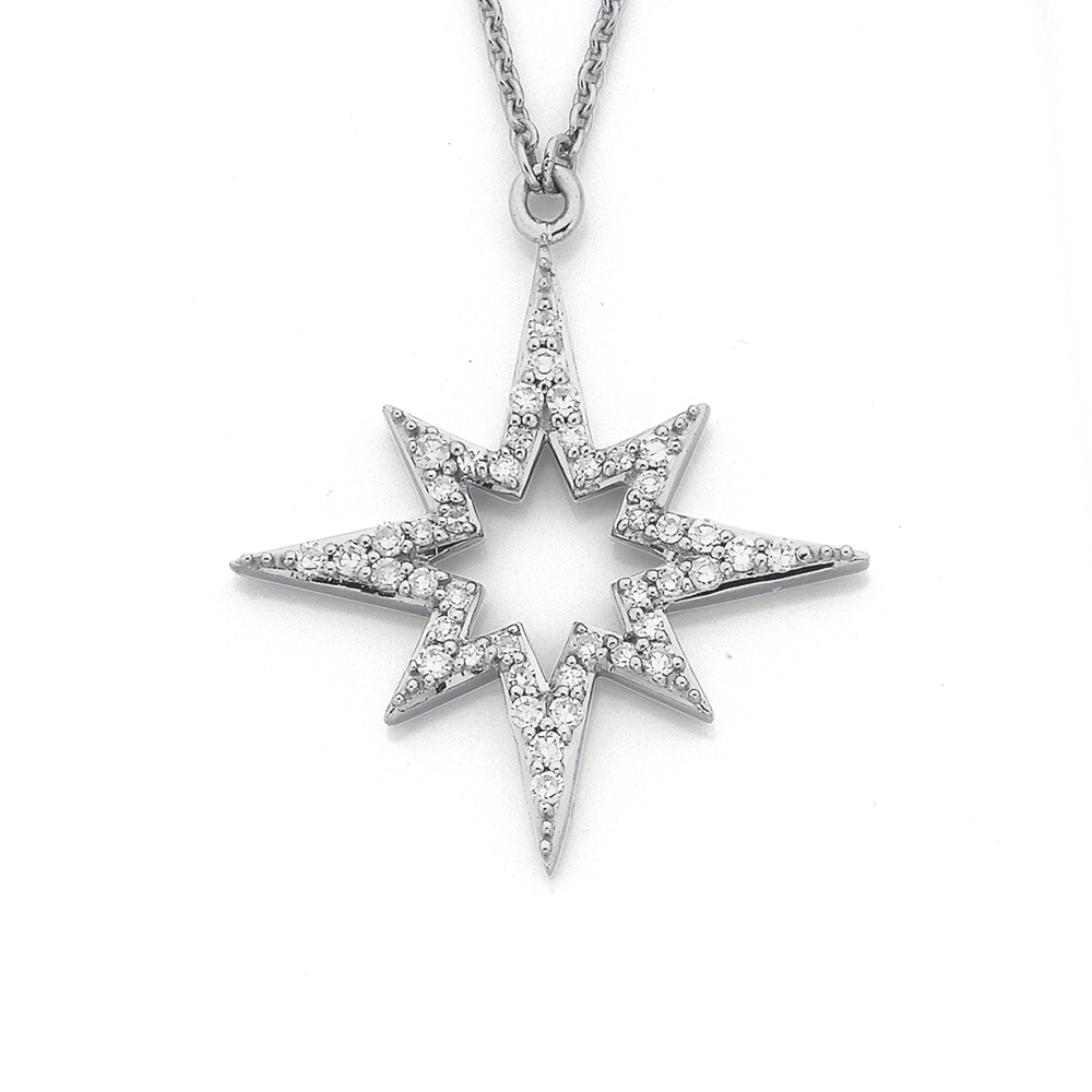 Diamond star store pendant white gold