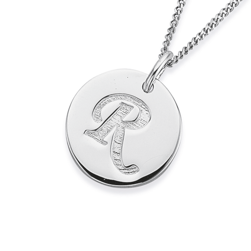 Letter r necklace sale sterling silver