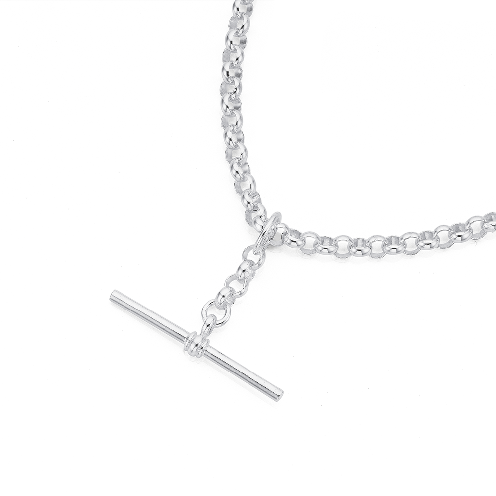 Silver Curb Link Choker Necklace with Toggle Clasp, Wide Silver Rhodiu –  MeltemiCollection
