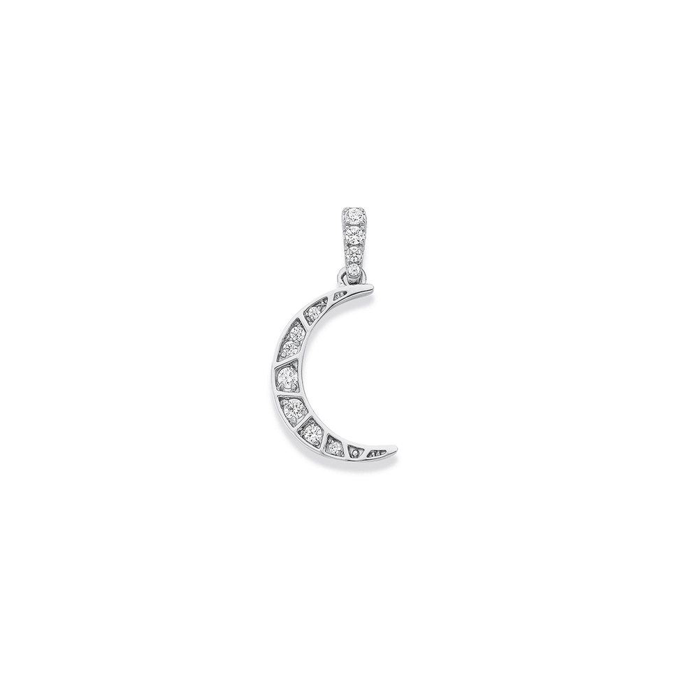 Zales Outlet 1/8 CT. T.W. Diamond Moon and Star Pendant in Sterling Silver  with 18K Gold Plate | CoolSprings Galleria