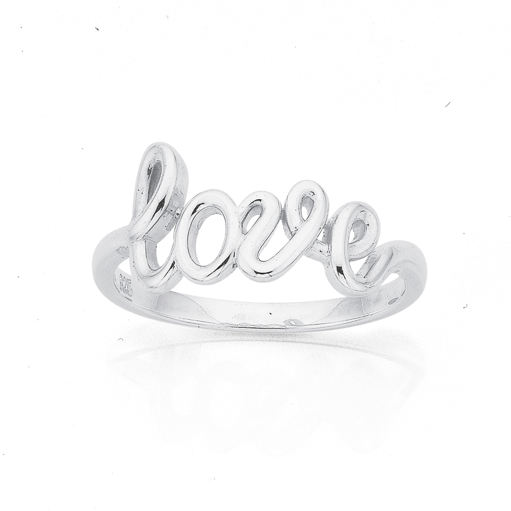 sterling silver love script ring