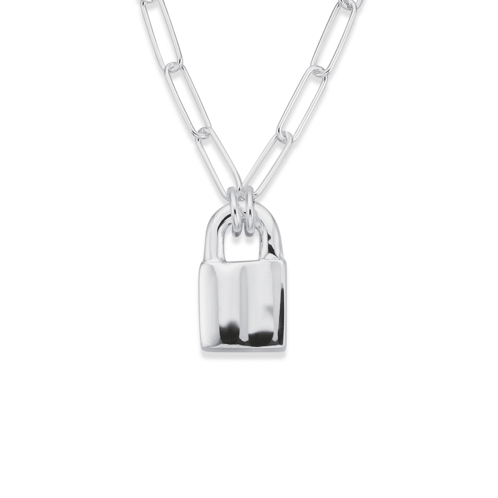 Chanel Resin Padlock Necklace, Silver - Laulay Luxury