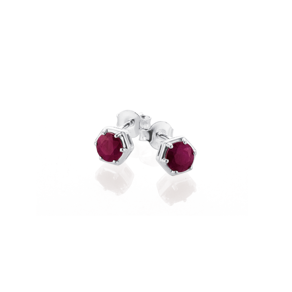 Ruby and shop silver earrings