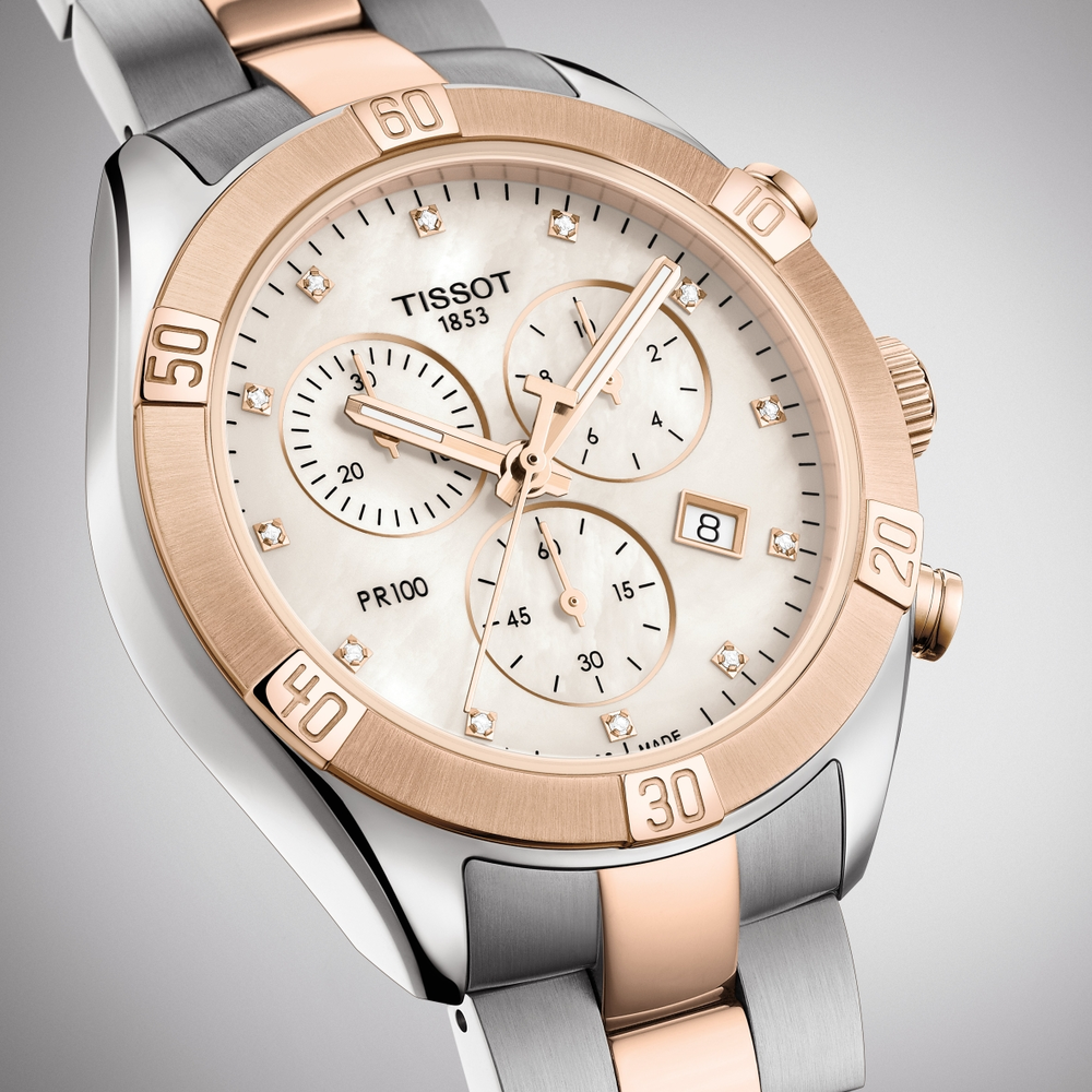 Tissot pr 100 deals chronograph rose gold